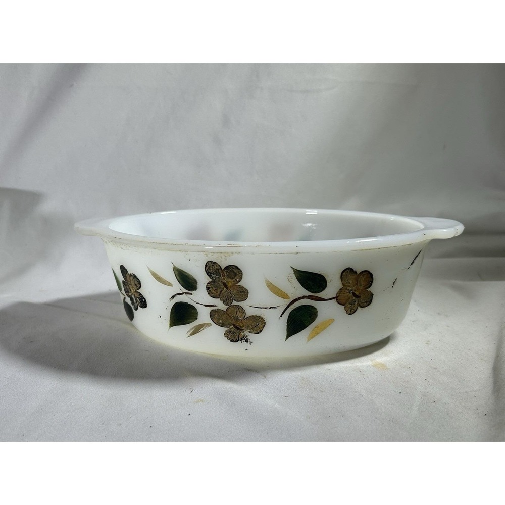 VTG Anchor Hocking Fire King Floral Blossom Dogwood 1.5 qt Casserole Dish Bowl